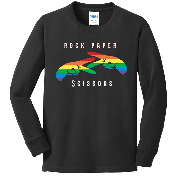 Rock Paper Scissors Funny Lesbian Pride Lgbt Kids Long Sleeve Shirt