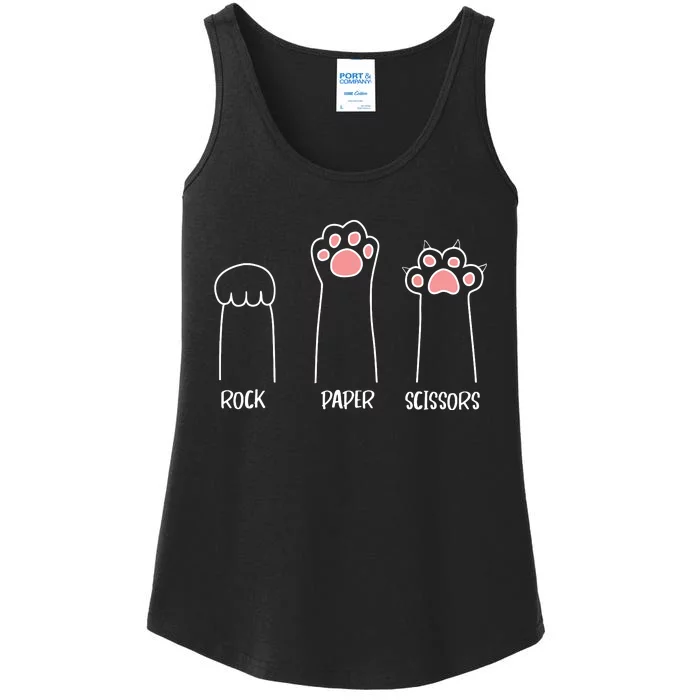 Rock Paper Scissors Hand Game Cute Paw Funny Cat Ladies Essential Tank