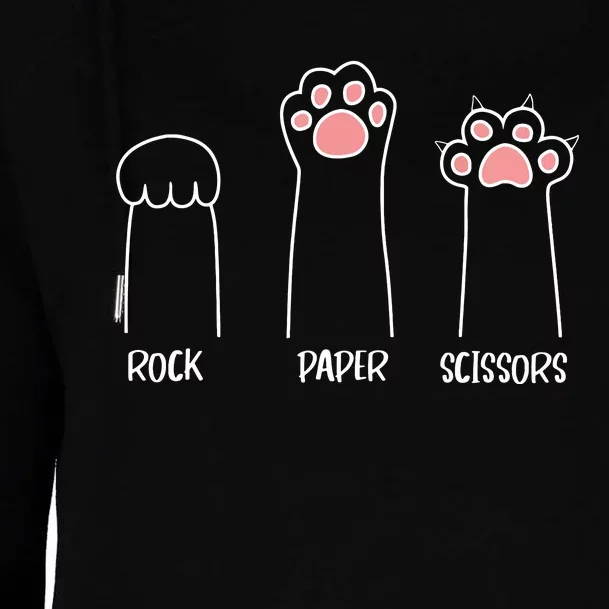 Rock Paper Scissors Hand Game Cute Paw Funny Cat Womens Funnel Neck Pullover Hood