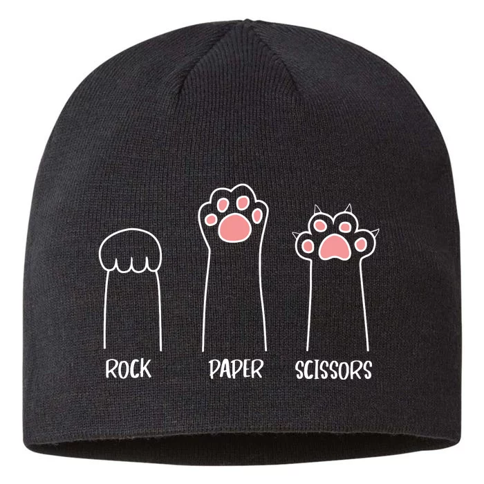 Rock Paper Scissors Hand Game Cute Paw Funny Cat 8 1/2in Sustainable Knit Beanie