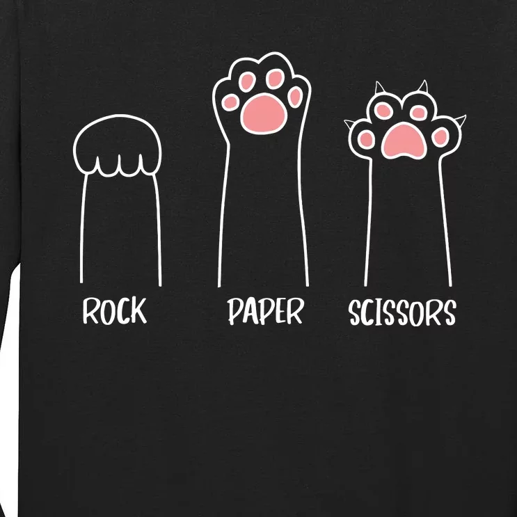 Rock Paper Scissors Hand Game Cute Paw Funny Cat Tall Long Sleeve T-Shirt