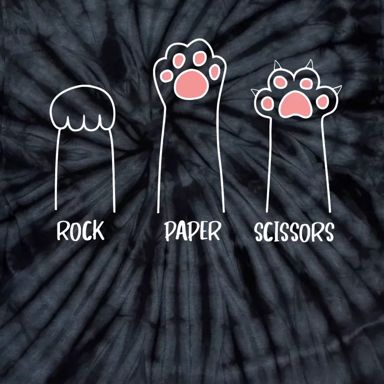 Rock Paper Scissors Hand Game Cute Paw Funny Cat Tie-Dye T-Shirt