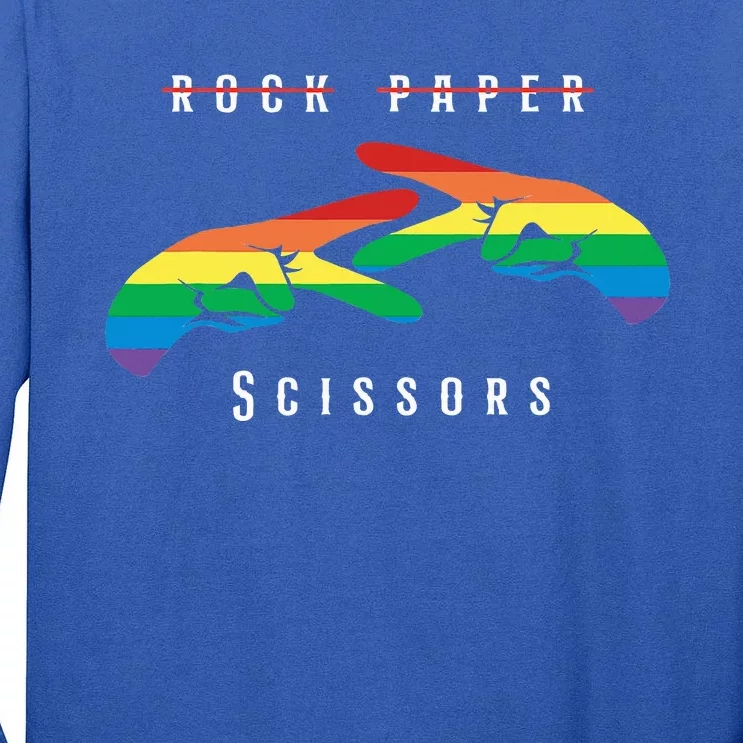 Rock Paper Scissors Funny Lesbian Pride Lgbt Tall Long Sleeve T-Shirt