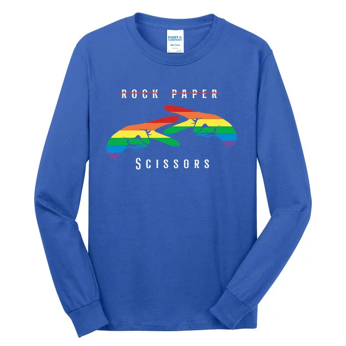 Rock Paper Scissors Funny Lesbian Pride Lgbt Tall Long Sleeve T-Shirt