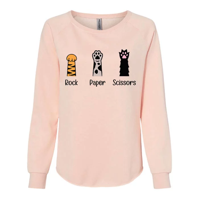 Rock Paper Scissors Cute Paws Hand Game Pet Lover Funny Cat Womens California Wash Sweatshirt