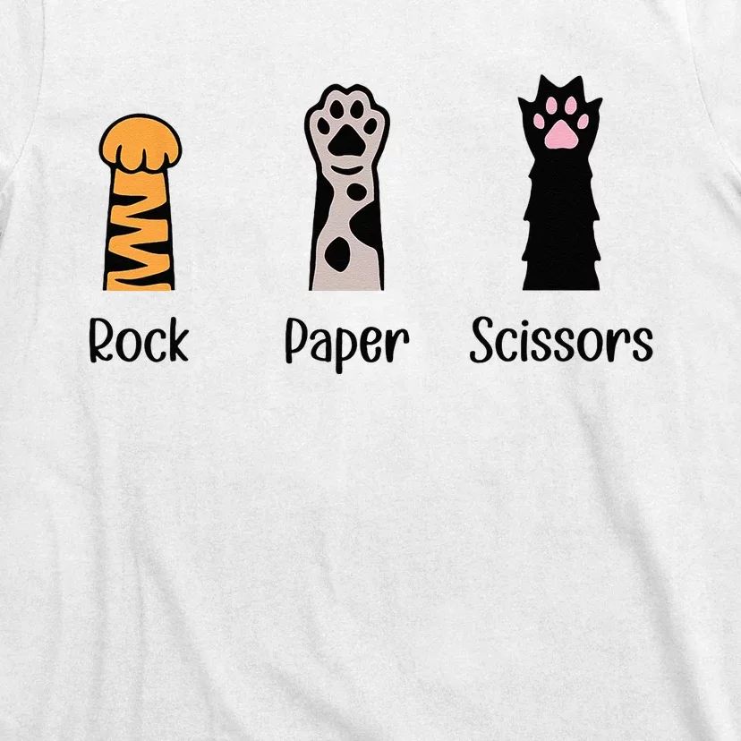 Rock Paper Scissors Cute Paws Hand Game Pet Lover Funny Cat T-Shirt