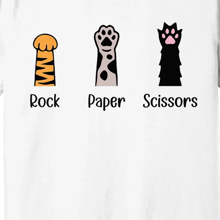 Rock Paper Scissors Cute Paws Hand Game Pet Lover Funny Cat Premium T-Shirt