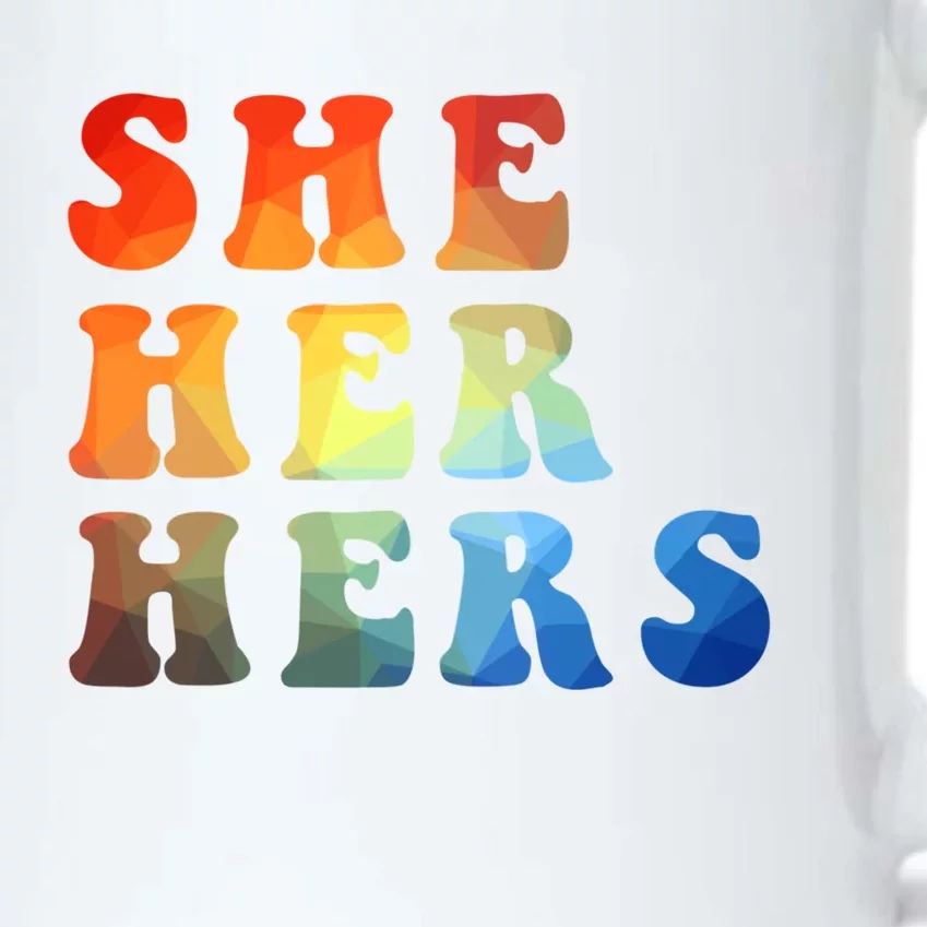 Rainbow Pronouns She Her Hers Straight Against Hate Retro Meaningful Gift Black Color Changing Mug