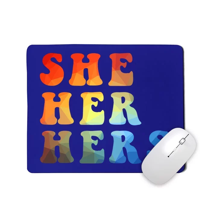 Rainbow Pronouns She Her Hers Straight Against Hate Retro Meaningful Gift Mousepad