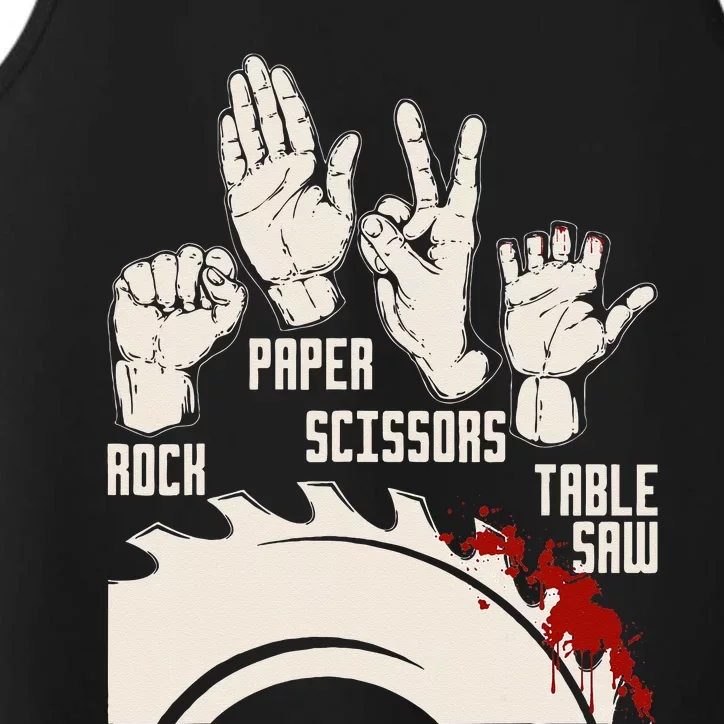 Rock Paper Scissors Table Saw Funny Woodworking Carpenter Performance Tank