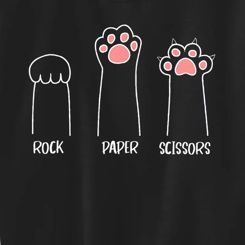 Rock Paper Scissors Hand Game Cute Pink Paw Funny Cat Kids Sweatshirt