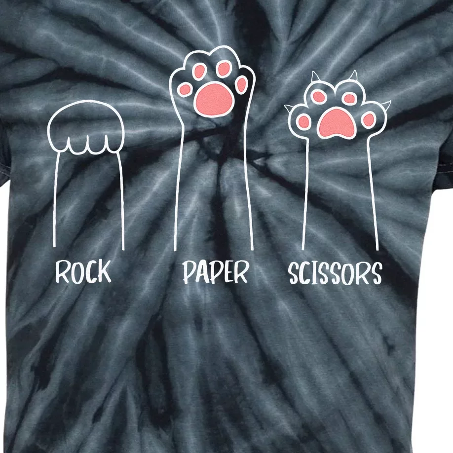 Rock Paper Scissors Hand Game Cute Pink Paw Funny Cat Kids Tie-Dye T-Shirt