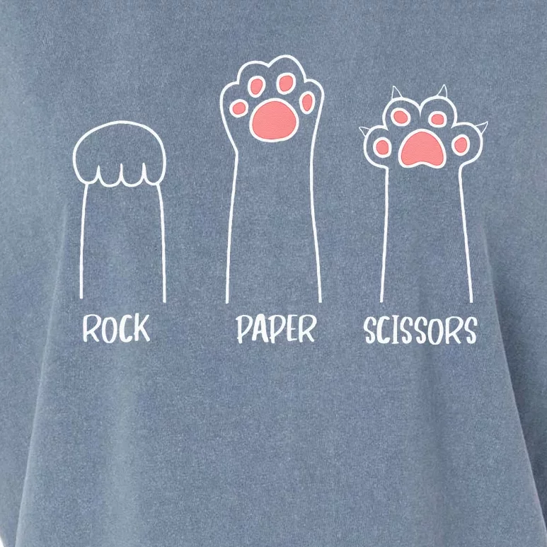 Rock Paper Scissors Hand Game Cute Pink Paw Funny Cat Garment-Dyed Women's Muscle Tee