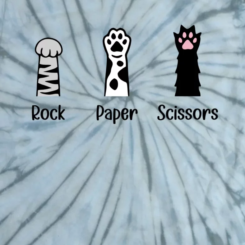 Rock Paper Scissors Hand Game Cute Paw Funny Cat Tie-Dye T-Shirt