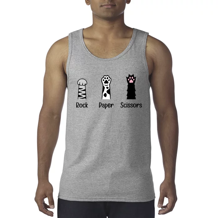 Rock Paper Scissors Hand Game Cute Paw Funny Cat Tank Top