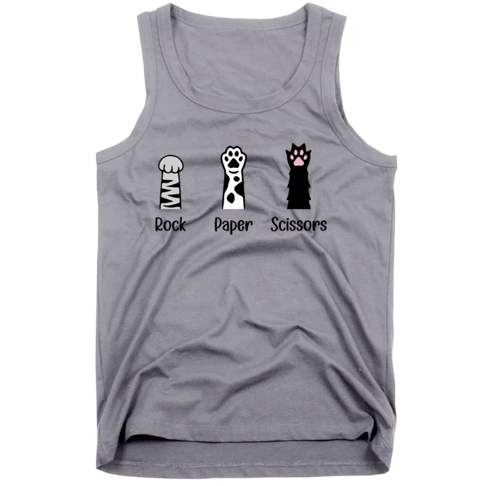 Rock Paper Scissors Hand Game Cute Paw Funny Cat Tank Top