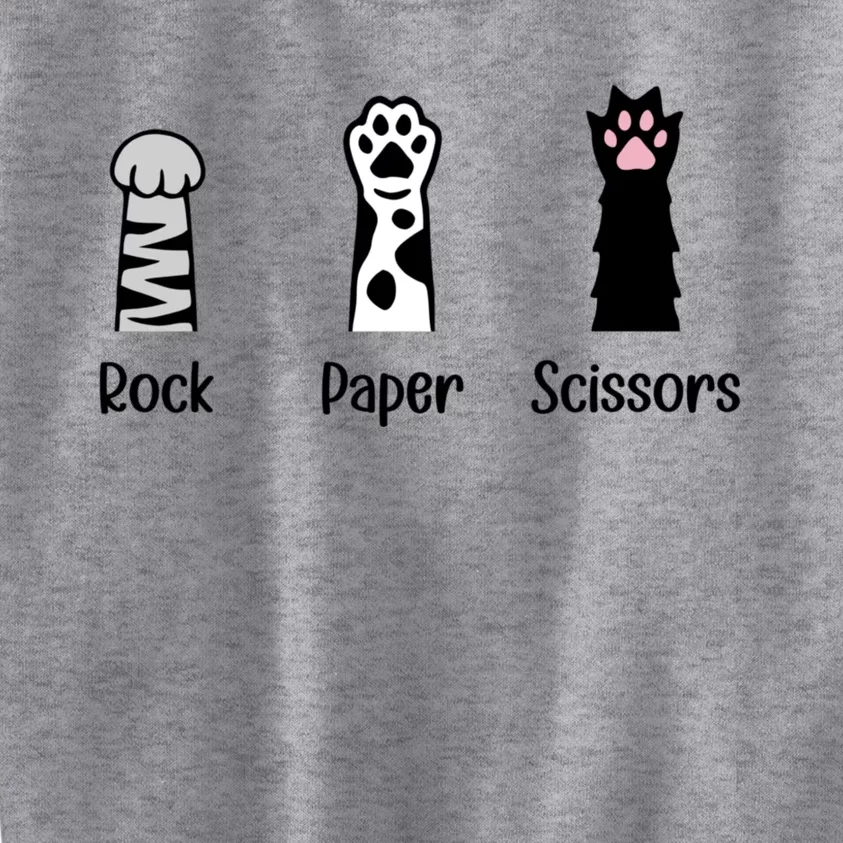 Rock Paper Scissors Hand Game Cute Paw Funny Cat Kids Sweatshirt