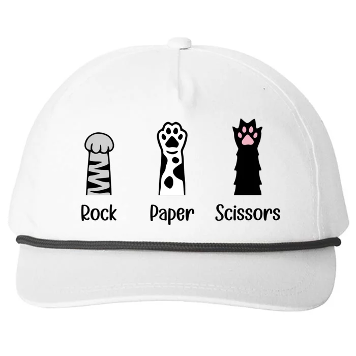 Rock Paper Scissors Hand Game Cute Paw Funny Cat Snapback Five-Panel Rope Hat