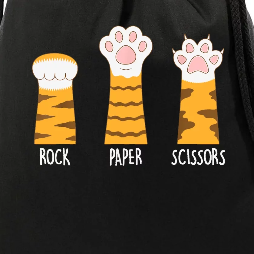 Rock Paper Scissors Hand Game Funny Cute Paw Cat Lovers Drawstring Bag