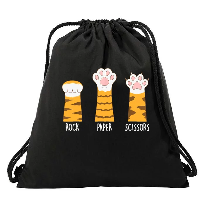 Rock Paper Scissors Hand Game Funny Cute Paw Cat Lovers Drawstring Bag