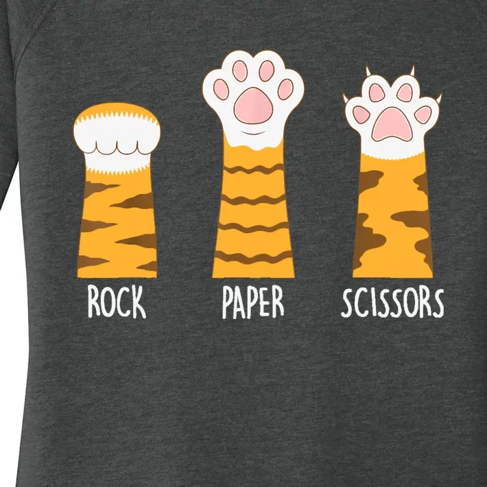 Rock Paper Scissors Hand Game Funny Cute Paw Cat Lovers Women's Perfect Tri Tunic Long Sleeve Shirt