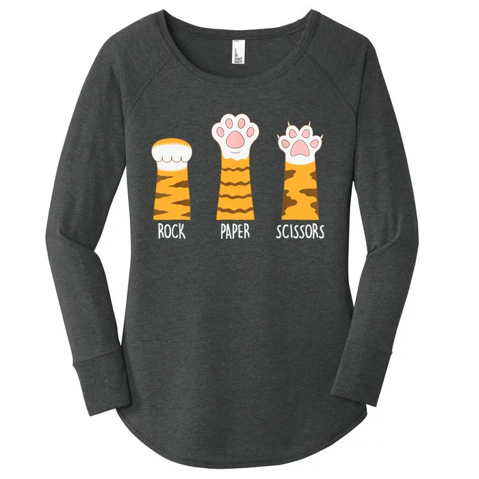 Rock Paper Scissors Hand Game Funny Cute Paw Cat Lovers Women's Perfect Tri Tunic Long Sleeve Shirt