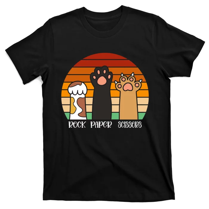 Rock Paper Scissors Game Kitten Lover Animal Paws Cat T-Shirt