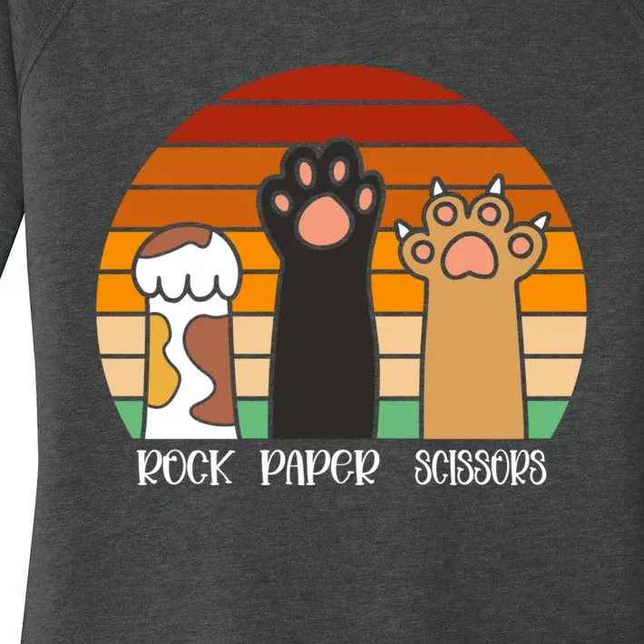 Rock Paper Scissors Game Kitten Lover Animal Paws Cat Women's Perfect Tri Tunic Long Sleeve Shirt