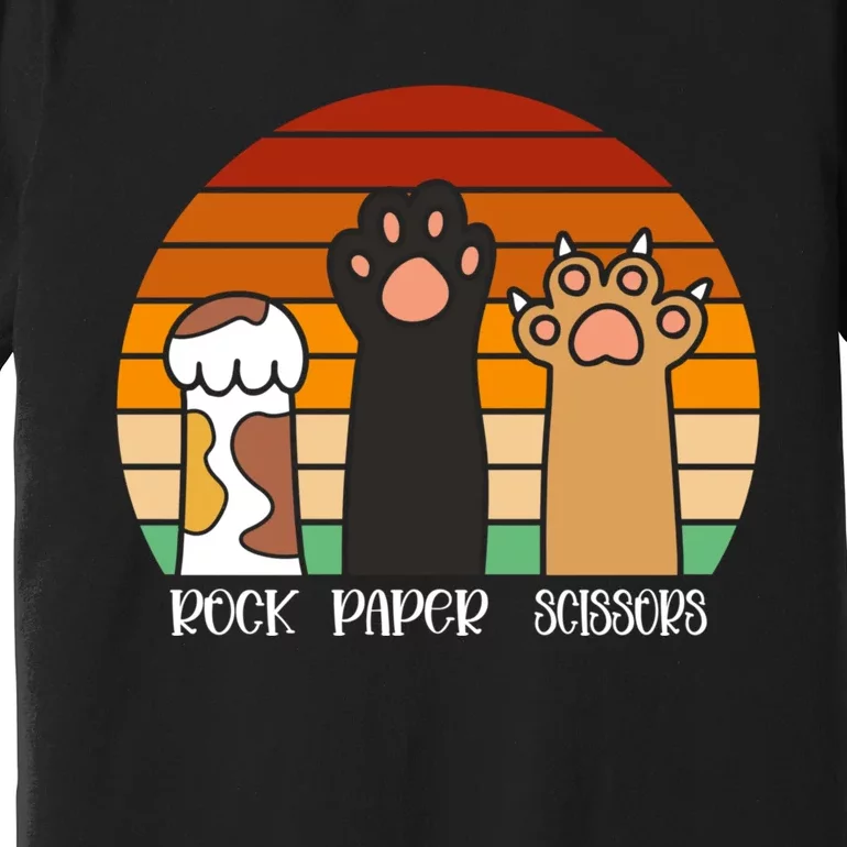 Rock Paper Scissors Game Kitten Lover Animal Paws Cat Premium T-Shirt