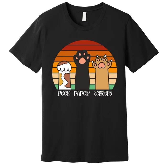 Rock Paper Scissors Game Kitten Lover Animal Paws Cat Premium T-Shirt