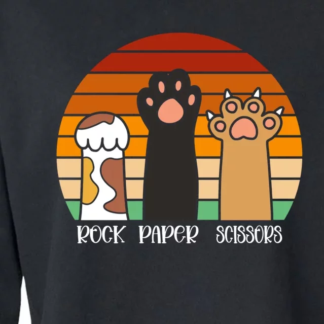 Rock Paper Scissors Game Kitten Lover Animal Paws Cat Cropped Pullover Crew