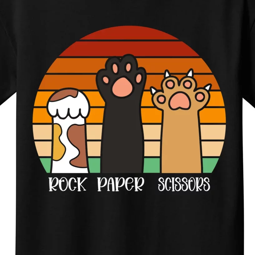 Rock Paper Scissors Game Kitten Lover Animal Paws Cat Kids T-Shirt