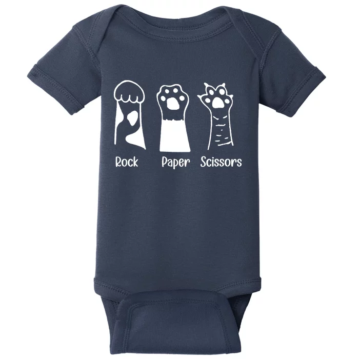 Rock Paper Scissors Funny Cat Paws Cute Kitten Lover Cats Baby Bodysuit