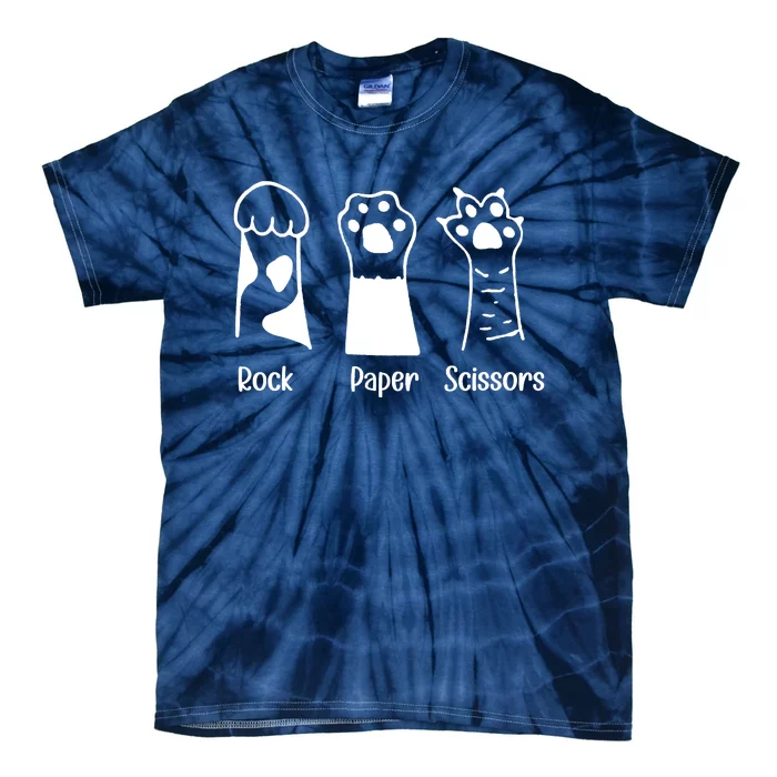 Rock Paper Scissors Funny Cat Paws Cute Kitten Lover Cats Tie-Dye T-Shirt