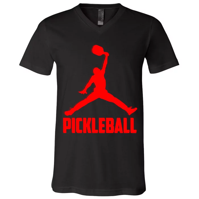 Red Pickleball Sports Logo V-Neck T-Shirt