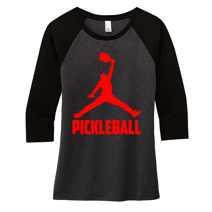 Red Pickleball Sports Logo Women's Tri-Blend 3/4-Sleeve Raglan Shirt