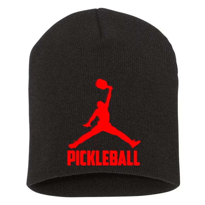 Red Pickleball Sports Logo Short Acrylic Beanie