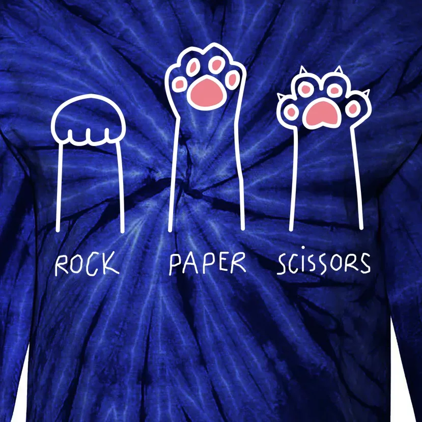 Rock Paper Scissors Cat Paws Tie-Dye Long Sleeve Shirt