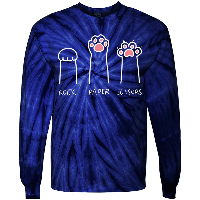 Rock Paper Scissors Cat Paws Tie-Dye Long Sleeve Shirt