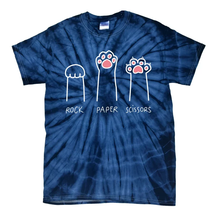 Rock Paper Scissors Cat Paws Tie-Dye T-Shirt