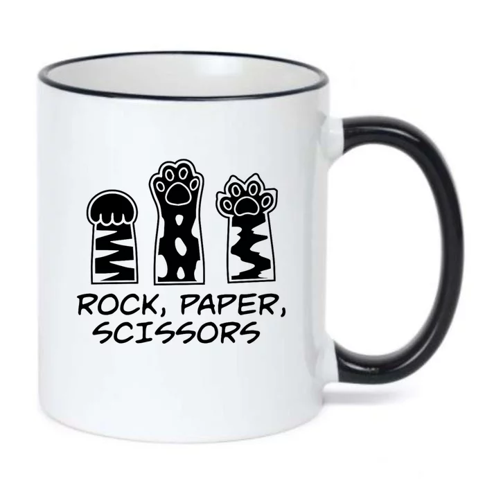 Rock Paper Scissor Cute Kawaii Cat Paw Kitty Cat Person Black Color Changing Mug