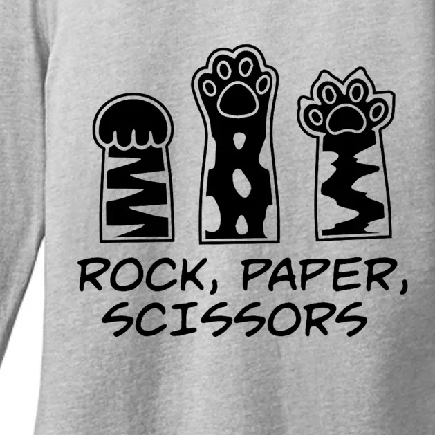 Rock Paper Scissor Cute Kawaii Cat Paw Kitty Cat Person Womens CVC Long Sleeve Shirt