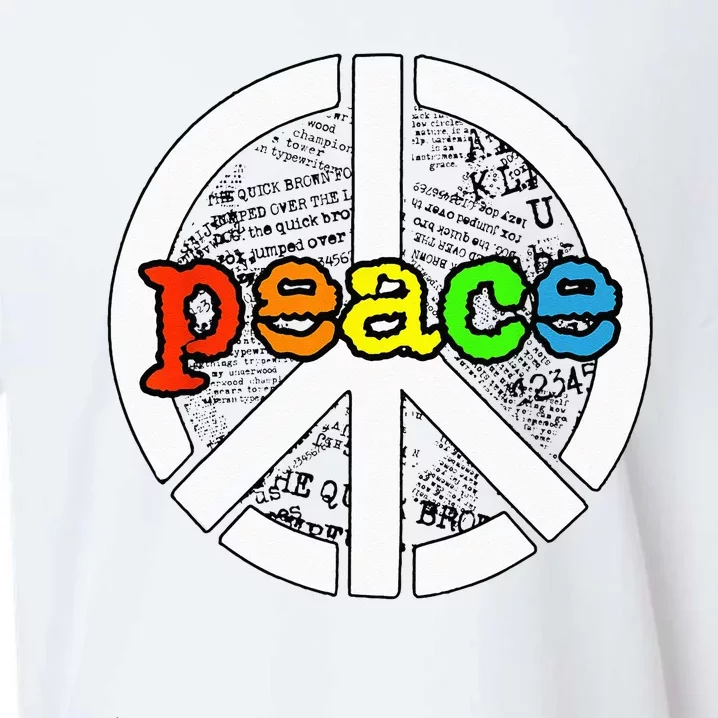 Rainbow Peace Sign Word Art Sueded Cloud Jersey T-Shirt