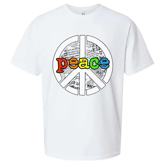 Rainbow Peace Sign Word Art Sueded Cloud Jersey T-Shirt