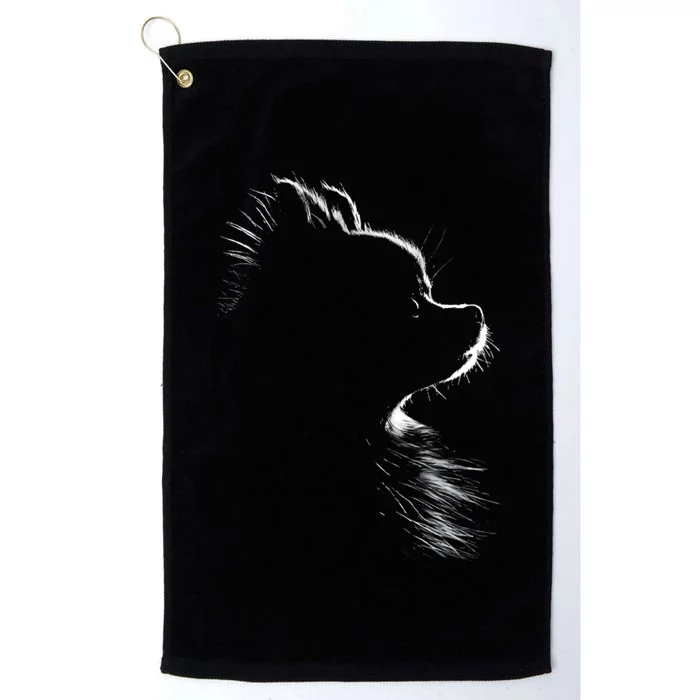 Retro Pomeranian Silhouette Platinum Collection Golf Towel