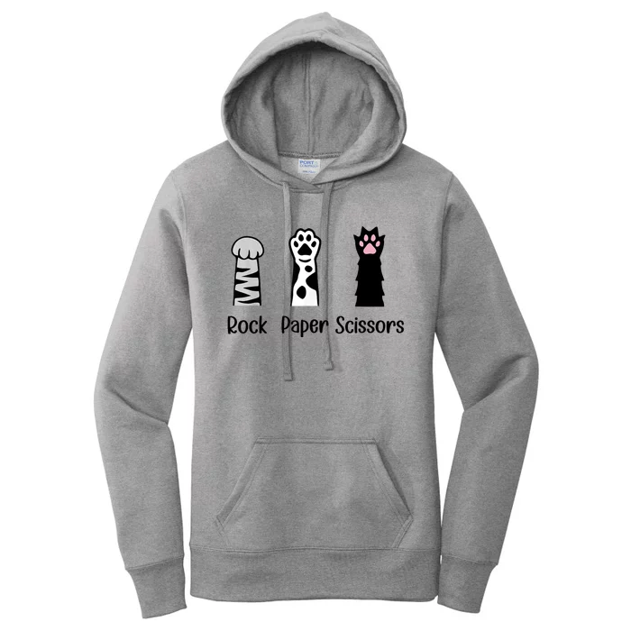 ROCK PAPER SCISSORS Hand Game Cute Paw Funny Cat Lover Women's Pullover Hoodie