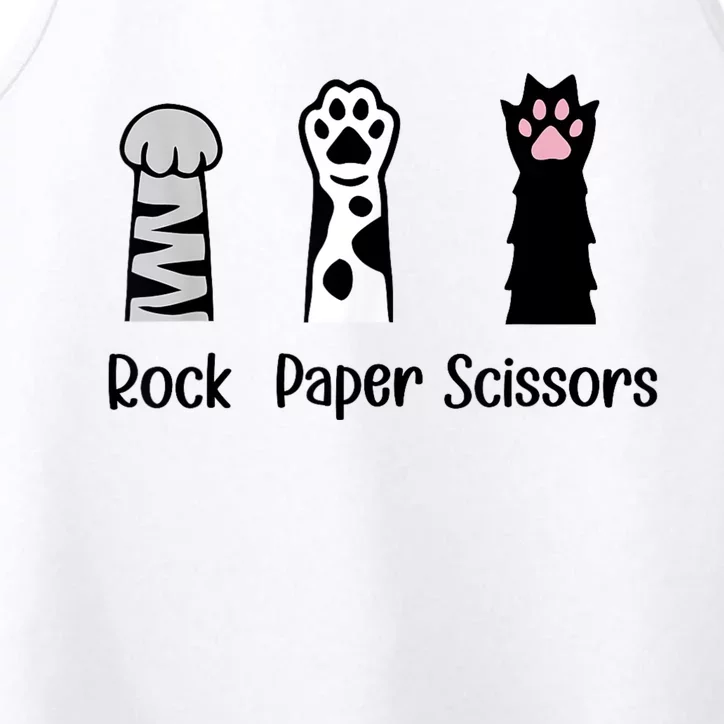 ROCK PAPER SCISSORS Hand Game Cute Paw Funny Cat Lover Performance Tank