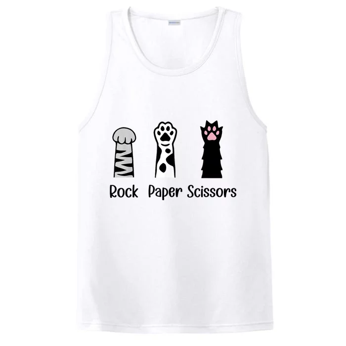 ROCK PAPER SCISSORS Hand Game Cute Paw Funny Cat Lover Performance Tank