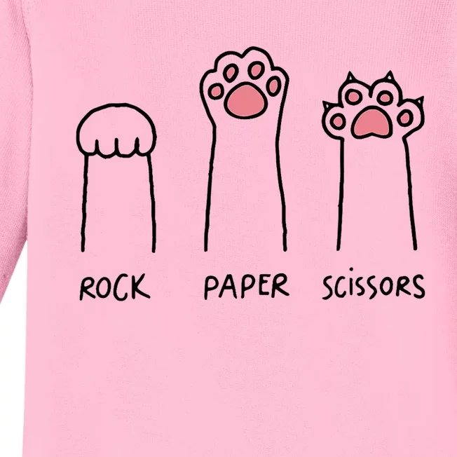 Rock Paper Scissors Cat Paws Baby Long Sleeve Bodysuit