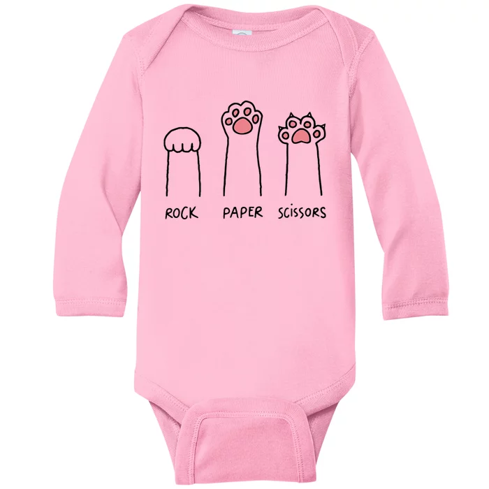 Rock Paper Scissors Cat Paws Baby Long Sleeve Bodysuit